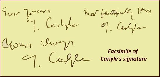 Facsimiles of Carlyle's signature